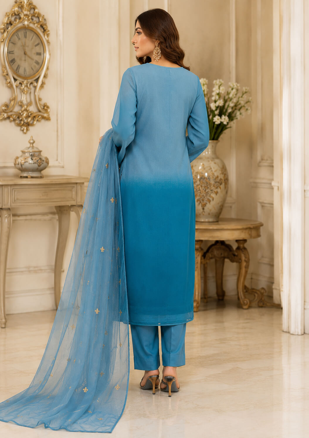 Classic Hand-Embellished Sheesha Silk Set – MT.821 - Image 3