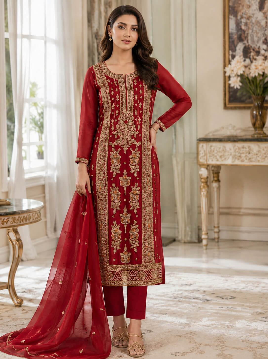 Exclusive Sheesha Silk Handcrafted 2-Piece Suit – SS.830 - Image 5
