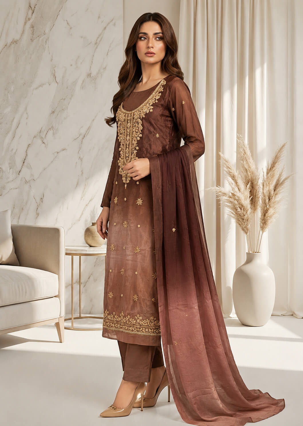 Handmade Sheesha Silk Formal Suit – MT.812 - Image 3