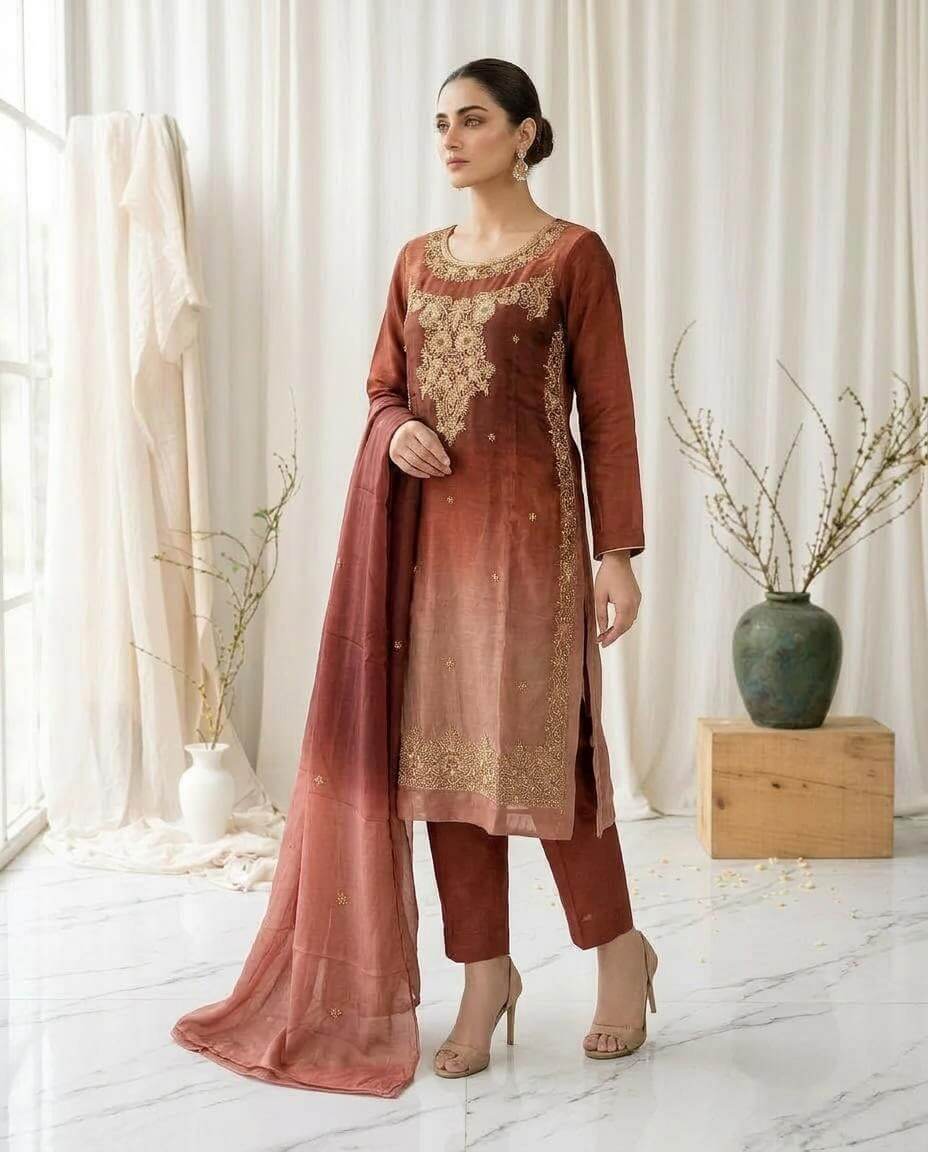 Embroidered Sheesha Silk 2-Piece – MT.810 - Image 3